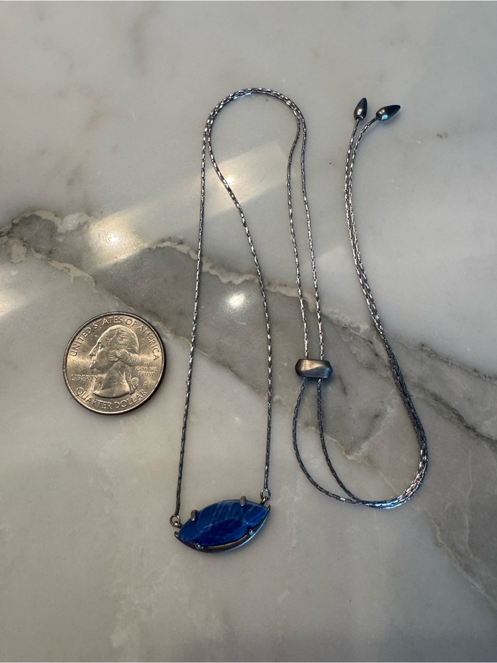 Kendra Scott Meghan Adjustable Blue Agate Stone Necklace